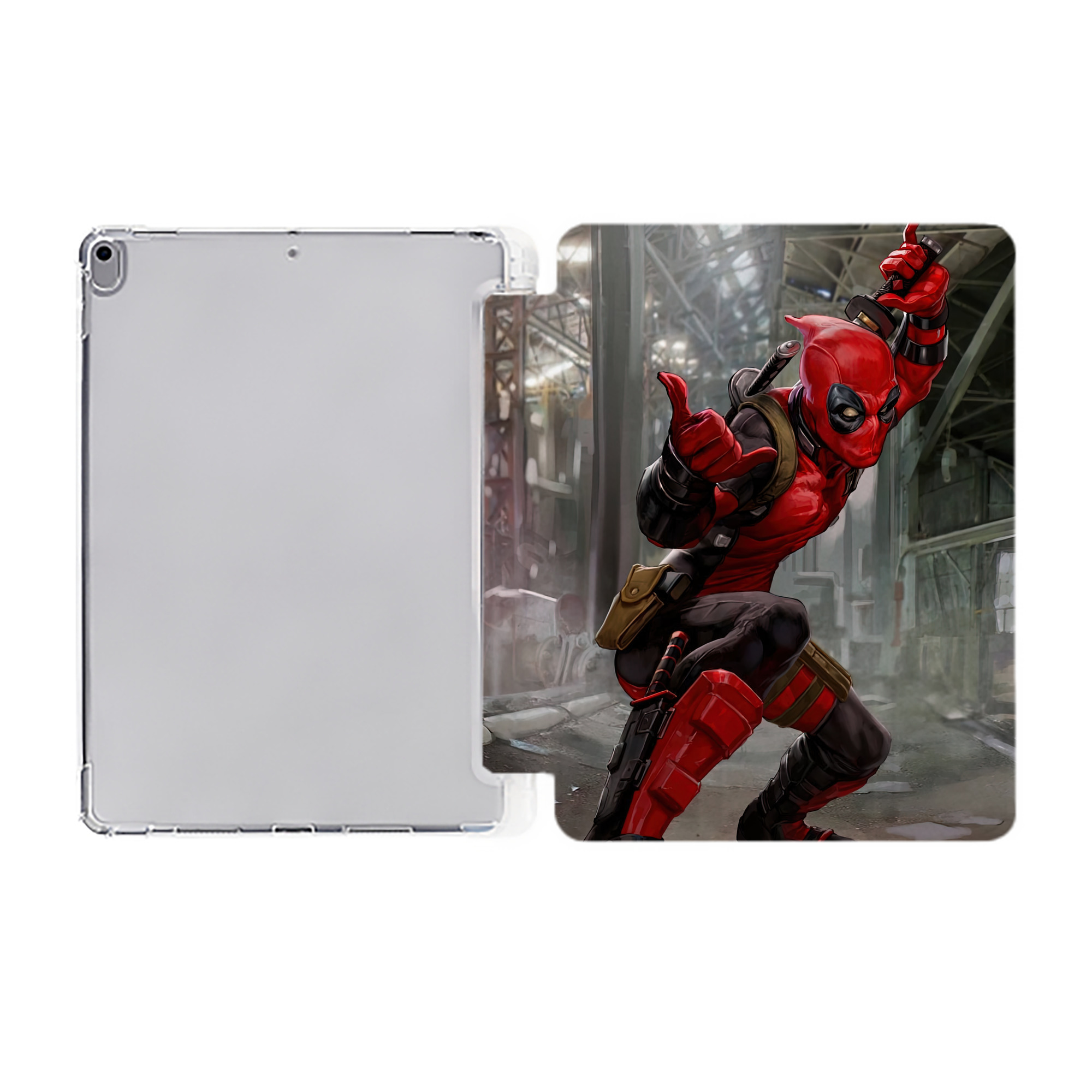 （画像用） Deadpool デッドプール IPad ケース ペン収納付き 三つ折りスタンド PUレザー×シリコン 対応機種9.5/10.5/10.9インチ